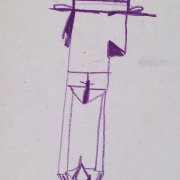 Ometto col baffetto, 1962, pastello su carta, cm 35,4x25
